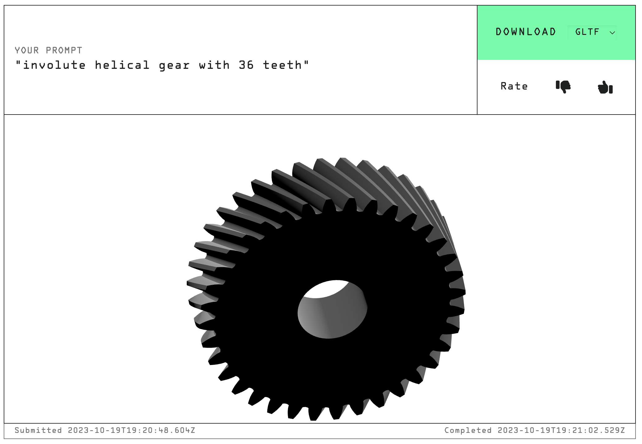 involute helical gear with 36 teeth